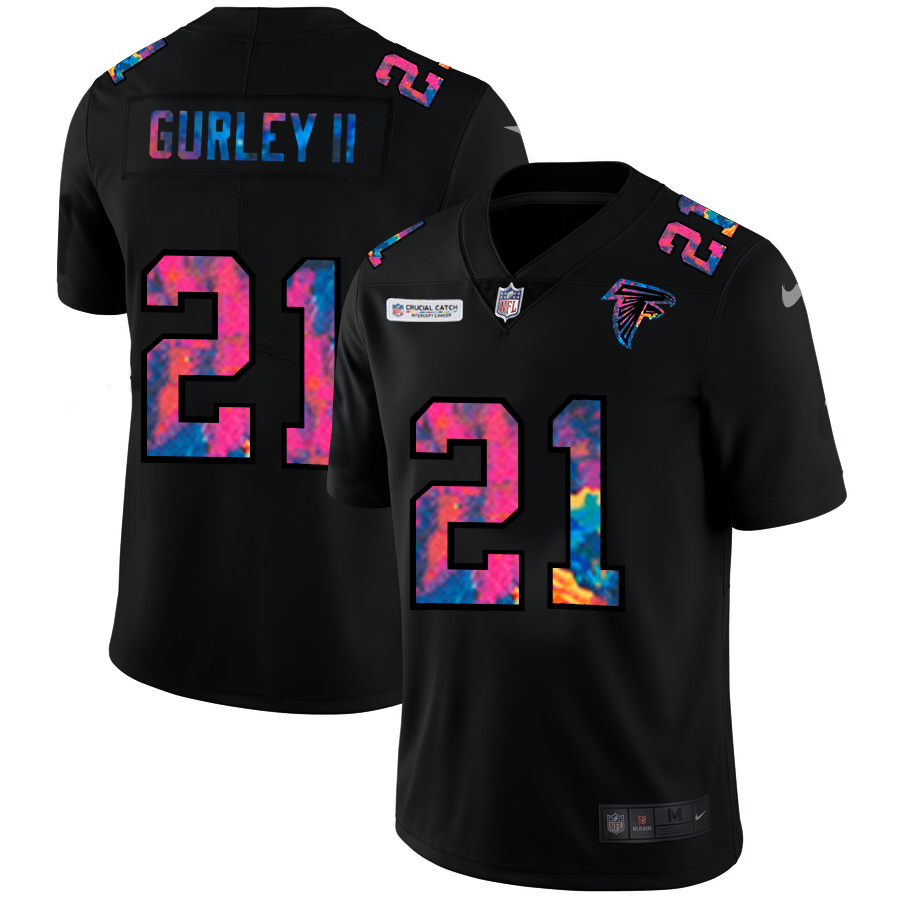 NFL Atlanta Falcons 21 Todd Gurley II Men Nike MultiColor Black 2020 Crucial Catch Vapor Untouchable Limited Jersey